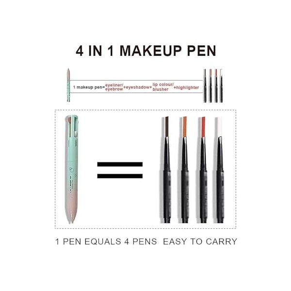 RoseFlower Stylos de Maquillage 4 en 1, 4 Couleurs Multi-Fonction Maquillage Beauté Stylo, Waterproof Effet Naturel, Crayon à...
