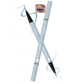 2 en 1 Crayon Yeux Matte et Paillettes, Double Tête Bleu Eye Liner Liquide, Longue Durée Waterproof, Highly Pigmented Smooth 