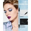 2 en 1 Crayon Yeux Matte et Paillettes, Double Tête Bleu Eye Liner Liquide, Longue Durée Waterproof, Highly Pigmented Smooth 