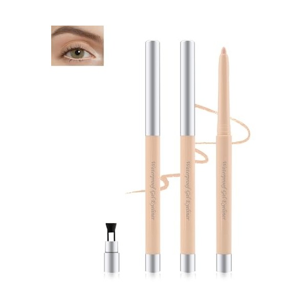 Crayon Yeux Waterproof, Eye Liner Nude Mat Gel Pen avec Crayon Roller, Eyeliners Anti-salissures et Longue Tenue, Texture Lis...