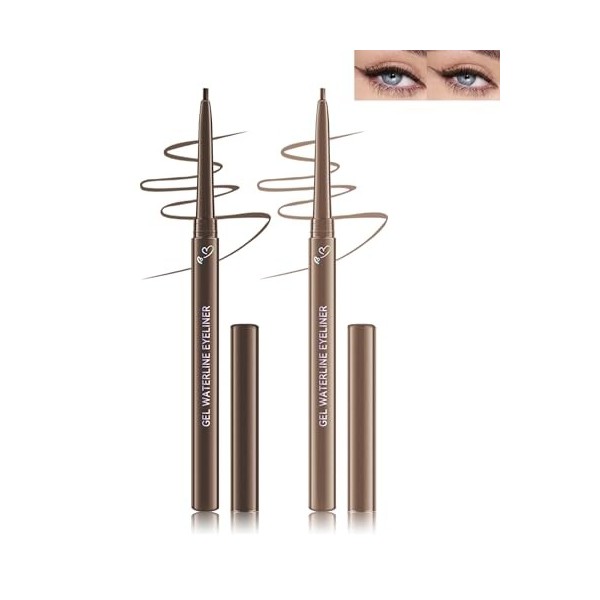 Crayon Yeux Waterproof Marron, Eyeliner Gel doux et Lisse, Texture Gel Crémeuse et Mate, Eyeliner Longue Durée Résistant aux ...