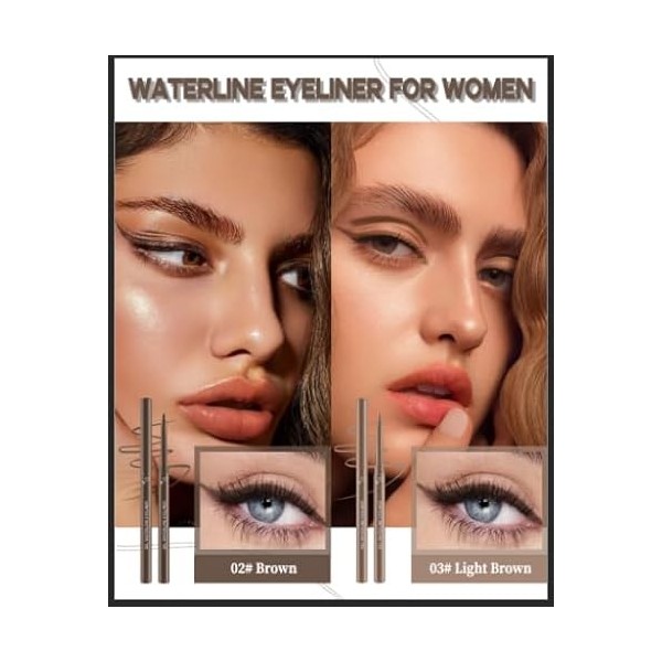 Crayon Yeux Waterproof Marron, Eyeliner Gel doux et Lisse, Texture Gel Crémeuse et Mate, Eyeliner Longue Durée Résistant aux ...