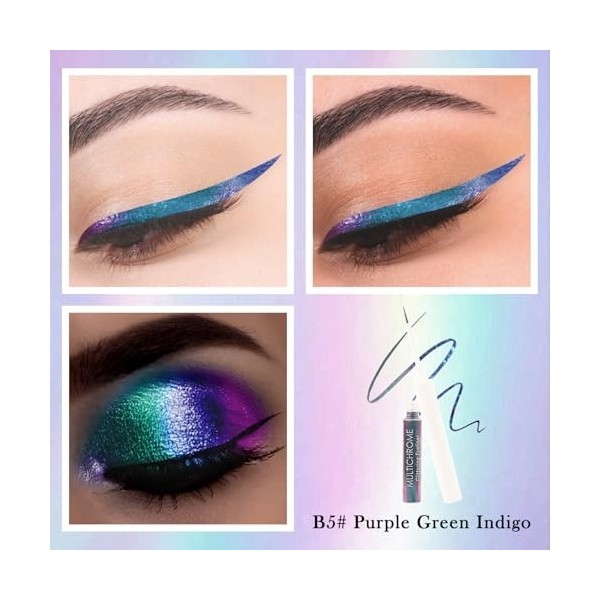 Chameleon Crayon Yeux Liquide, Eyeliner Pailleté Métallique Coloré, Waterproof Durée, Pointe Ultra-Fine, Multicolore Très Pig