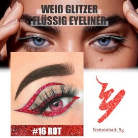 Eyeliner rouge pailleté, brillant liquide, imperméable, résistant aux frottements, crayon eyeliner métallique, crayon kaya ro...