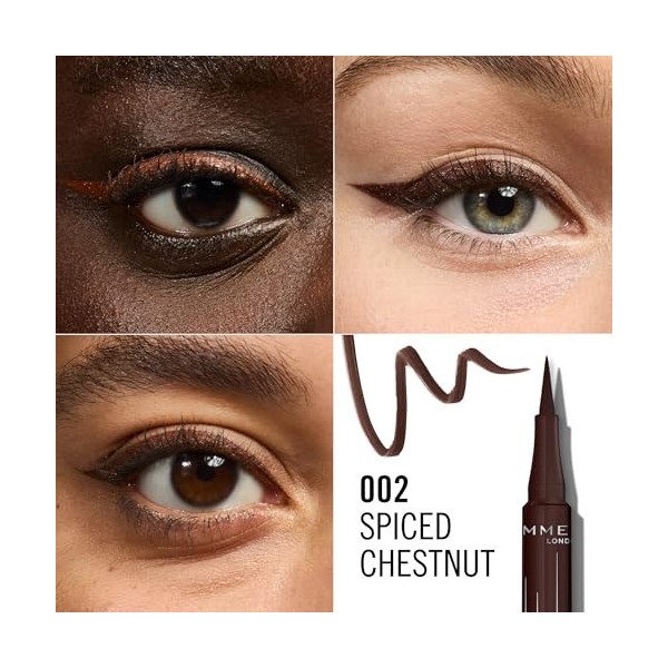 Rimmel Eyeliner WonderInk, Waterproof, Longue tenue, Mate, Application facile, 002 Spiced Chestnut, 1.2 ml