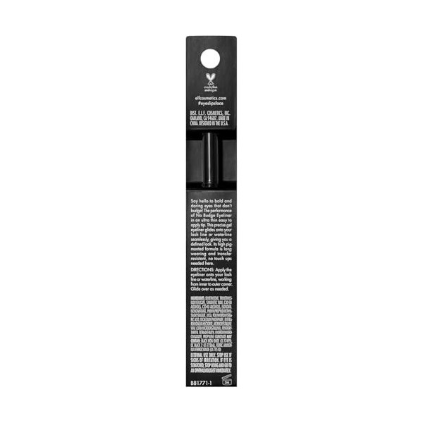 e.l.f. No Budge Precision Eyeliner crémeux longue durée avec une pointe ultra-fine pour une application précise, végétalien e...