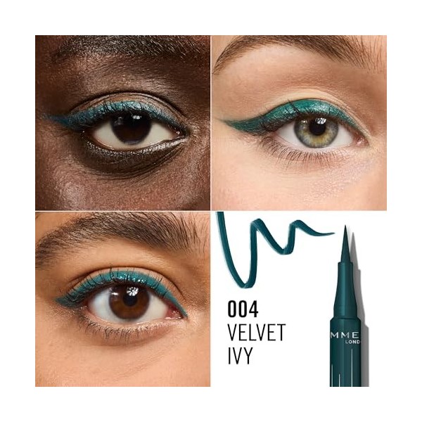 Rimmel Eyeliner WonderInk, Waterproof, Longue tenue, Mate, Application facile, 004 Velvet Ivy, 1.2 ml