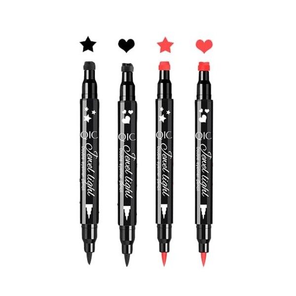 Lot de 4 tampons eyeliner liquides double face avec tampon de maquillage pour les yeux - Imperméable - Double face - Durable