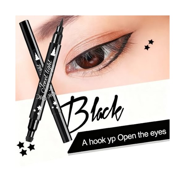 Lot de 4 tampons eyeliner liquides double face avec tampon de maquillage pour les yeux - Imperméable - Double face - Durable