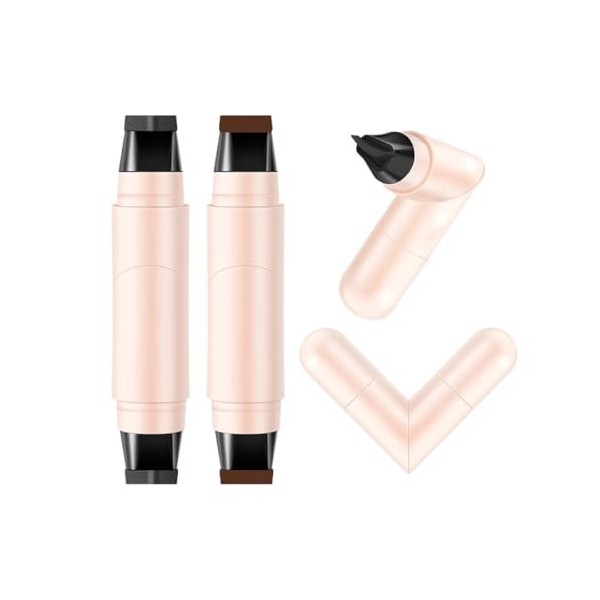 Sitovely 2PCS Crayon Eyeliner Gel, Winged Liquid Eyeliner Stamp, Crayon Eye liner Noir Double Embout Pliable, Pochoirs œil de