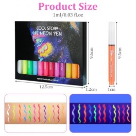 LOPHE UV Eyeliner Set, 12 Couleurs Eye Liner Fluorescent Résistant, Couleurs Fluorescentes Éclatantes,Imperméables et Résista