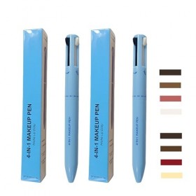 RoseFlower Lot de 2 Stylos de Maquillage 4 en 1, 6 Couleurs Multi-Fonction Maquillage Beauté Stylo, Waterproof Effet Naturel,