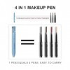 RoseFlower Lot de 2 Stylos de Maquillage 4 en 1, 6 Couleurs Multi-Fonction Maquillage Beauté Stylo, Waterproof Effet Naturel,