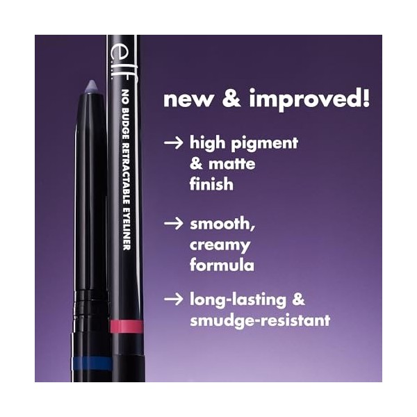 e.l.f. No Budge Eyeliner rétractable crémeux hautement pigmenté et waterproof pour des lignes précises et des looks intenses 