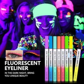 CCbeauty Eyeliner UV fluo - Paillettes - Couleurs fluorescentes - Imperméable - Maquillage des yeux - Pour carnaval, Hallowee...
