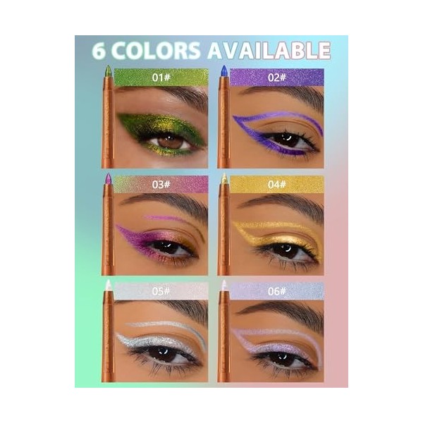 Jutqut Eyeliner violet caméléon - Waterproof & Long Lasting Metallic Eye Liner - Gel de maquillage pailleté - Crayon pour les