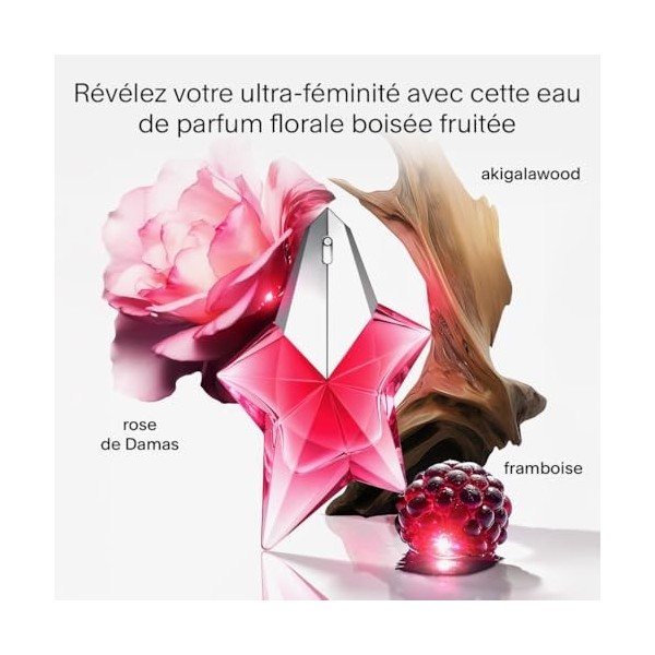 MUGLER ANGEL NOVA Eau de Parfum Rechargeable, Parfum pour Femme Fruité Floral Boisé, Parfum Féminin 25 ml Parfum