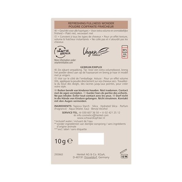 Taft - Schwarzkopf - Poudre Coiffante Cheveux - 2-En-1 - Volume - Longue Durée - Effet Matifiant - Effet Décoiffé - Ne colle ...