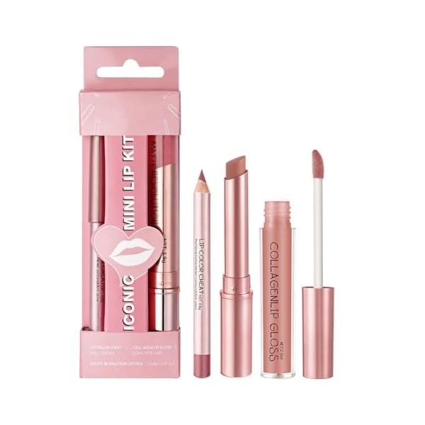 LOPHE Coffret 3 en 1 pour Lèvres: Crayon, Rouge à Lèvres Mat & Brillant Hydratant - Soin Vegan Longue Tenue, Cadeau quotidien...