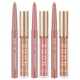 LOPHE Lot de 3 Rouges à Lèvresliquides Mats Veloutés avec 3 Crayons à Lèvres Durables,Kit de Brillant à Lèvres Longue Durée I...