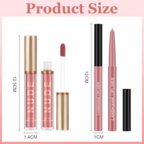 LOPHE Lot de 3 Rouges à Lèvresliquides Mats Veloutés avec 3 Crayons à Lèvres Durables,Kit de Brillant à Lèvres Longue Durée I...