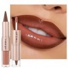Erinde 2-en-1 Crayon à Lèvres & Lip Gloss, Rouge a Levre Hydratant et Lip Liner Mat, Haute Pigmentation, Longue Tenue, Formul...