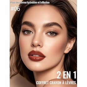 Erinde 2-en-1 Crayon à Lèvres & Lip Gloss, Rouge a Levre Hydratant et Lip Liner Mat, Haute Pigmentation, Longue Tenue, Formul...