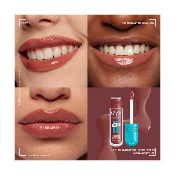 NYX Professional Makeup - Gloss Hydratant Effet Mouillé - Tenue Jusquà 12h - Hautement Pigmenté - Fini Brillant - Lip IV Glo ...