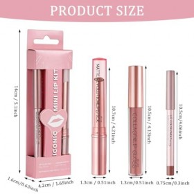 LOPHE Coffret 3 en 1 pour Lèvres: Crayon, Rouge à Lèvres Mat & Brillant Hydratant - Soin Vegan Longue Tenue, Cadeau quotidien...