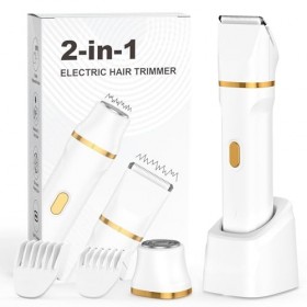 Rasoir Electrique Femme, 2 en 1 Tondeuse précise pour visage, Wet&Dry Tondeuse Bikini Femme pour Visage, Bras, Jambes, Aissel...