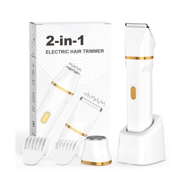 Rasoir Electrique Femme, 2 en 1 Tondeuse précise pour visage, Wet&Dry Tondeuse Bikini Femme pour Visage, Bras, Jambes, Aissel...