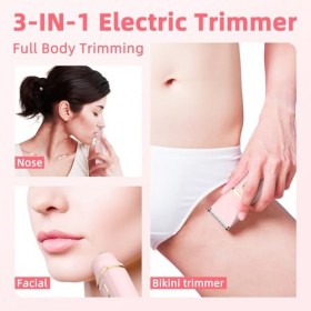 Rasoir Electrique Femme, 3 en 1 Tondeuse électrique Femme Rasoir, épilateur Facial Pour Femmes et Tondeuse Pour Poils du Nez ...
