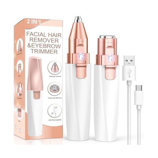 Vinmall Rasoir à sourcils électrique pour femme : tondeuse à sourcils pour femme, épilateur à sourcils et rasoir pour le visa...