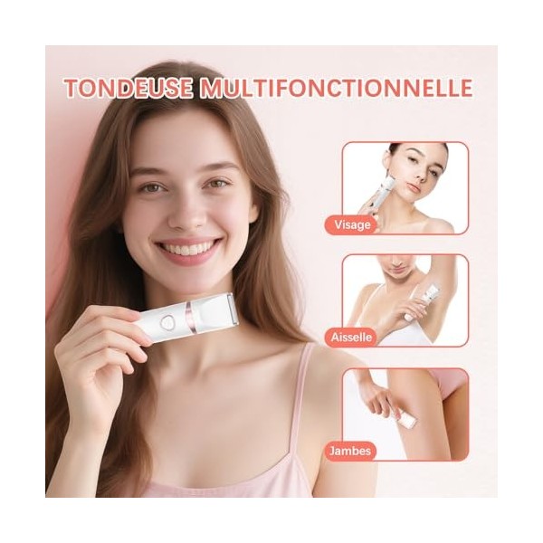 MAXGROOM Rasoir Electrique Femme, 3 en 1 Tondeuse Intime Femme Humide/Sec, Rasoir Électrique avec Affichage LED, Lame Céramiq...
