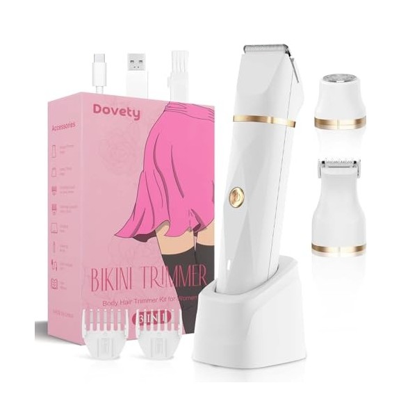 MIFXIN Rasoir électrique 3 en 1 pour femme, tondeuse bikini, rasoir pour femme, étanche IPX6, humide et sec, épilateur pour b...