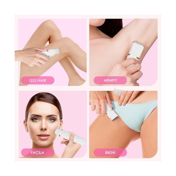 MIFXIN Rasoir électrique 3 en 1 pour femme, tondeuse bikini, rasoir pour femme, étanche IPX6, humide et sec, épilateur pour b...
