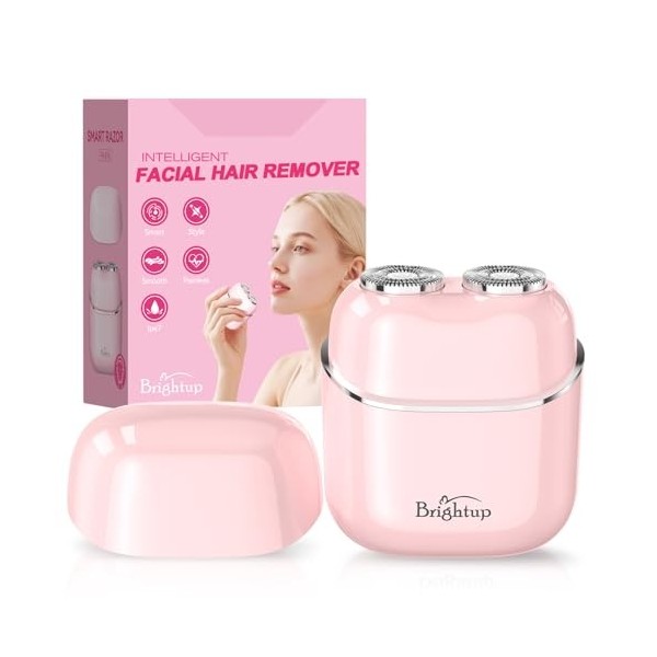 Brightup Rasoir Visage Electrique pour Femme, Étanche, Recharge USB-C, Doux et Rapide Rasoir Électrique, Epilateur Visage pou...