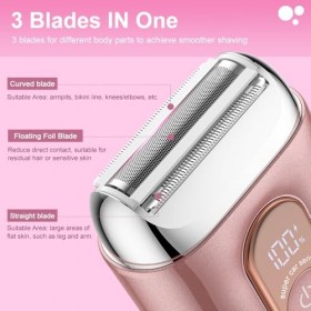 Rasoir électrique féminin, [2025 new] Rasoir intime 3D à trois lames pour femme, Epilateur Visage, Tondeuse Femme Intime, ras...