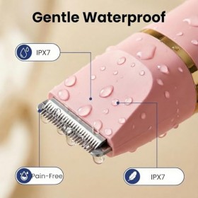 XkuiHF 5 en 1 Rasoir Electrique Femme, Tondeuse Maillot humide/sèche, étanche IPX7, Tondeuse Femme Intime pour le visage, les...