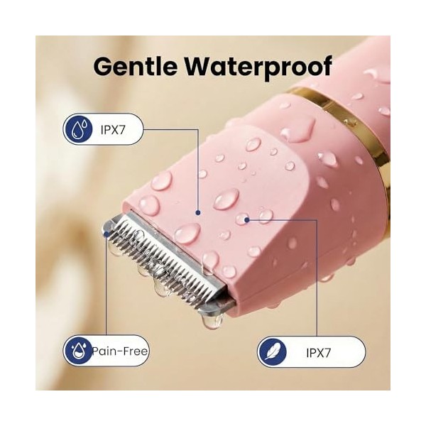 XkuiHF 5 en 1 Rasoir Electrique Femme, Tondeuse Maillot humide/sèche, étanche IPX7, Tondeuse Femme Intime pour le visage, les...