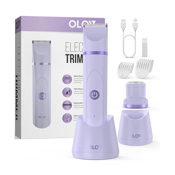 Rasoir intime pour femme, pour aisselles, bras, corps, visage, zone intime, utilisation humide et sèche, rechargeable avec st...
