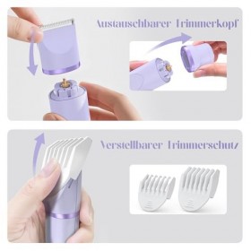 Rasoir intime pour femme, pour aisselles, bras, corps, visage, zone intime, utilisation humide et sèche, rechargeable avec st...