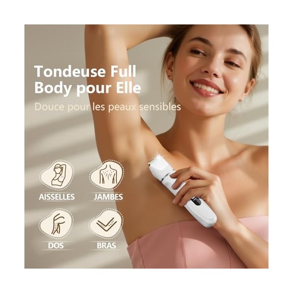 Rasoir Electrique Femme - Tondeuse Femme Intime Tout-En-Un Visage, Jambes, Aisselles & Corps Tondeuse Bikini Rasoir Maillot R...