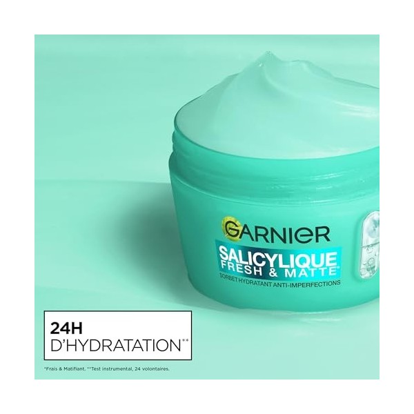 GARNIER – Salicylique – Crème Sorbet Hydratante Fresh et Matte - Crème Hydratante et Matifiante - Adoucit la Peau, Unifie le ...