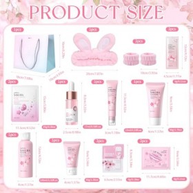 Sakura Ensemble de Soins de la Peau 15 Pièces,Avec Nettoyant,Crème,Toner,Sérum,Sérum pour les yeux,Masque de boue,Masque de s...