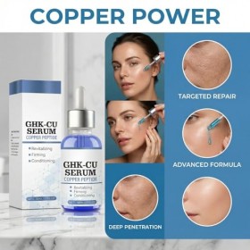 Sérum Visage au Peptide de Cuivre GHK-CU, Sérum Facial Hydratant et Raffermissant avec Collagène Hydrolysé et Acide Hyaluroni...