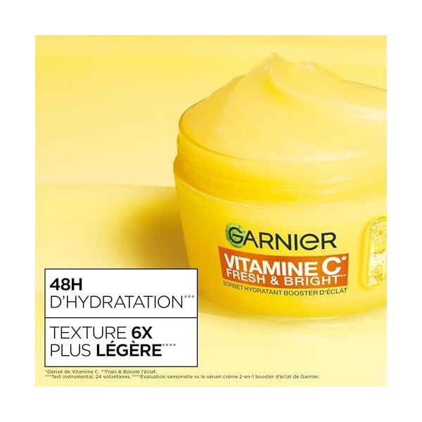 GARNIER - SkinActive Vitamine C - Crème Sorbet Hydratante Boost dEclat Fresh et Bright - Crème Hydratante et Anti-Taches - U ...