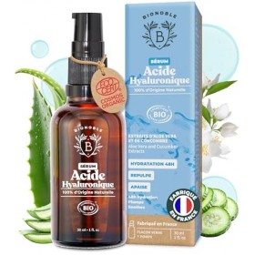BIONOBLE Sérum Visage Acide Hyaluronique Pur certifié Bio - Soin Hydratant Anti-Âge, Anti-Rides - Serum Acide Hyaluronique Vi...