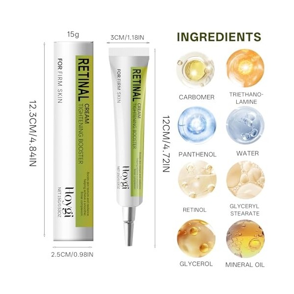 Retinol Tightening Booster, Retinol Serum Visage, Sérums Raffermissants Retinal Shot, Hydratant Raffermissant, pour Tous Type...