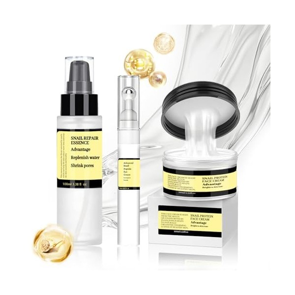 Skincare Coreen Kit, Advanced Snail 96 Sérum Visage 100ml + Advanced Snail 92 Crème Visage 100g + Snail Peptide Eye Cream 17m...